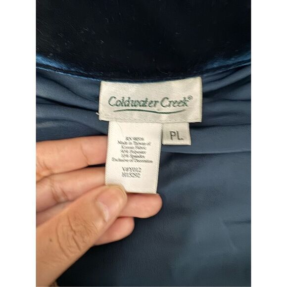 Coldwater Creek Green Velour Long Sleeve Zip-Up Sweater Jacket Women's Size PL - Picture 7 of 7